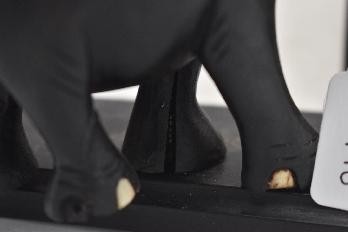 Vintage Hand-Carved Ebony Wooden Elephant Bookends Ceylonese 13cm