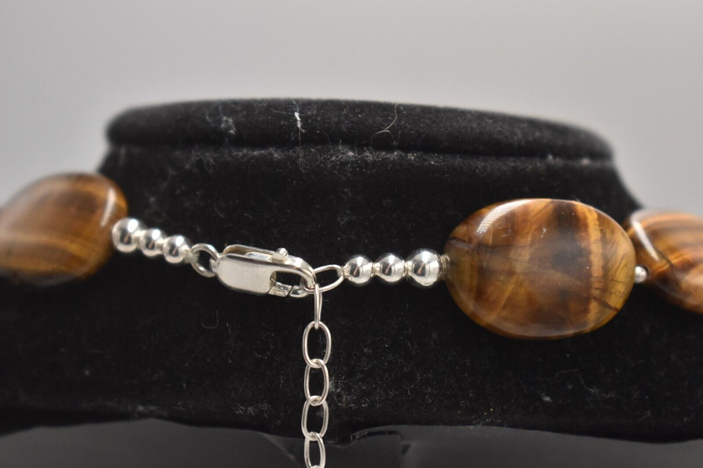 Vintage Sterling Silver 925 Tiger Eye Statement Necklace 52cm