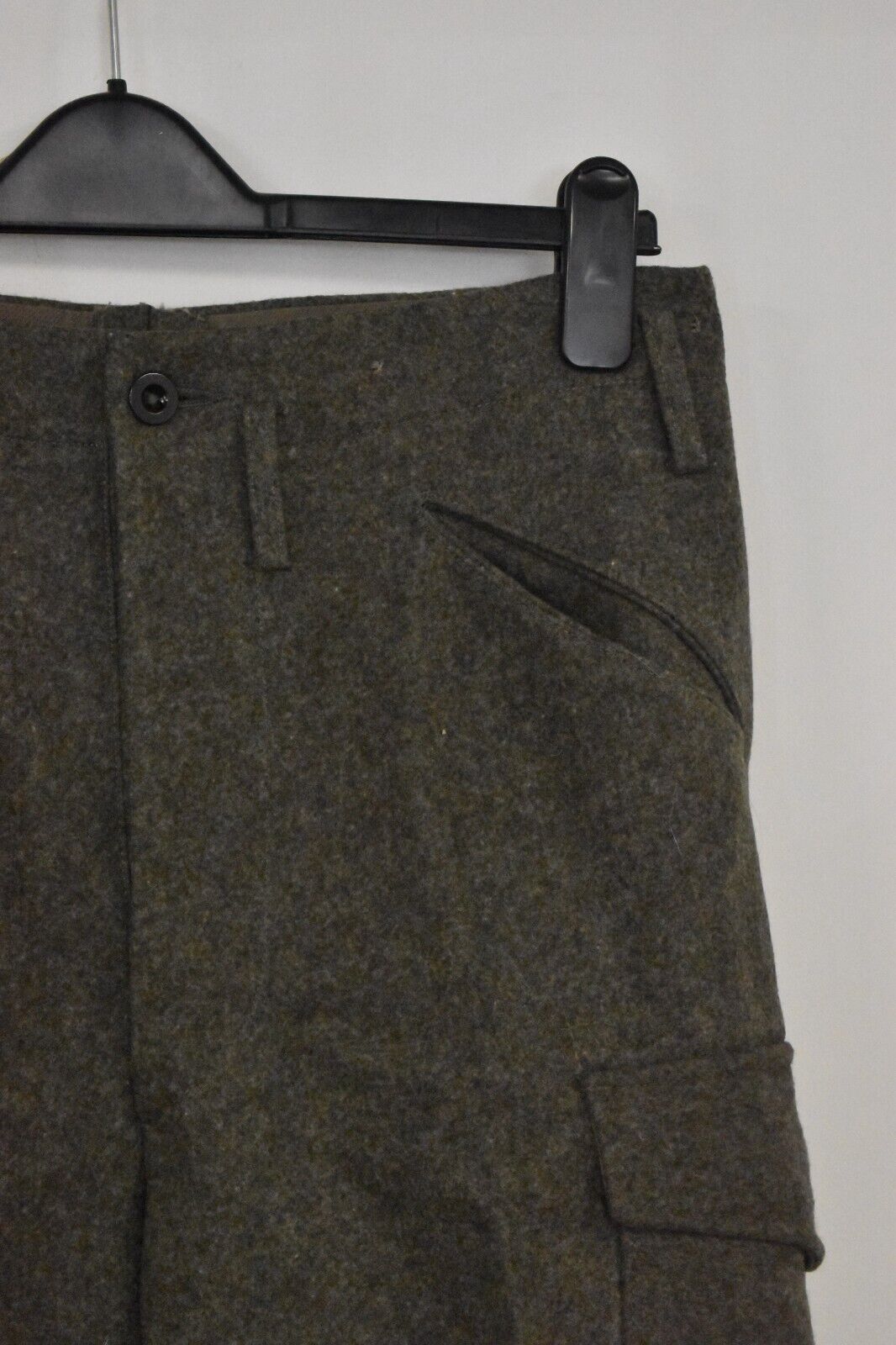 Swedish Army WWII Olive Grey Wool Field Trousers with Leather Straps Dated 1941
