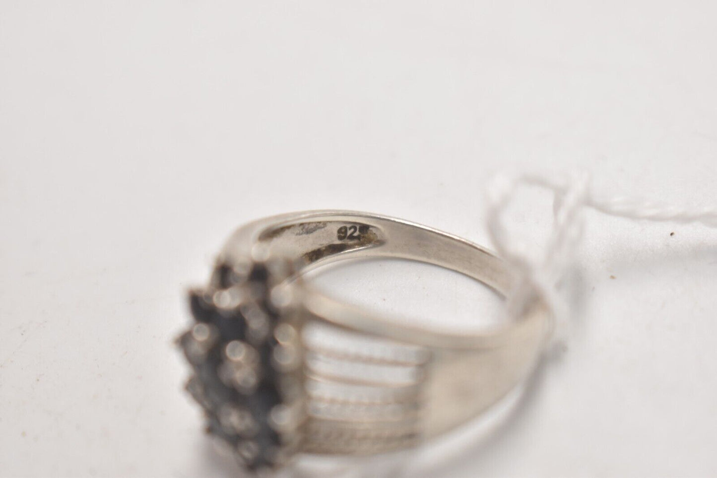 Vintage Sterling Silver 925 and Black Onyx Cluster Ring - Size U