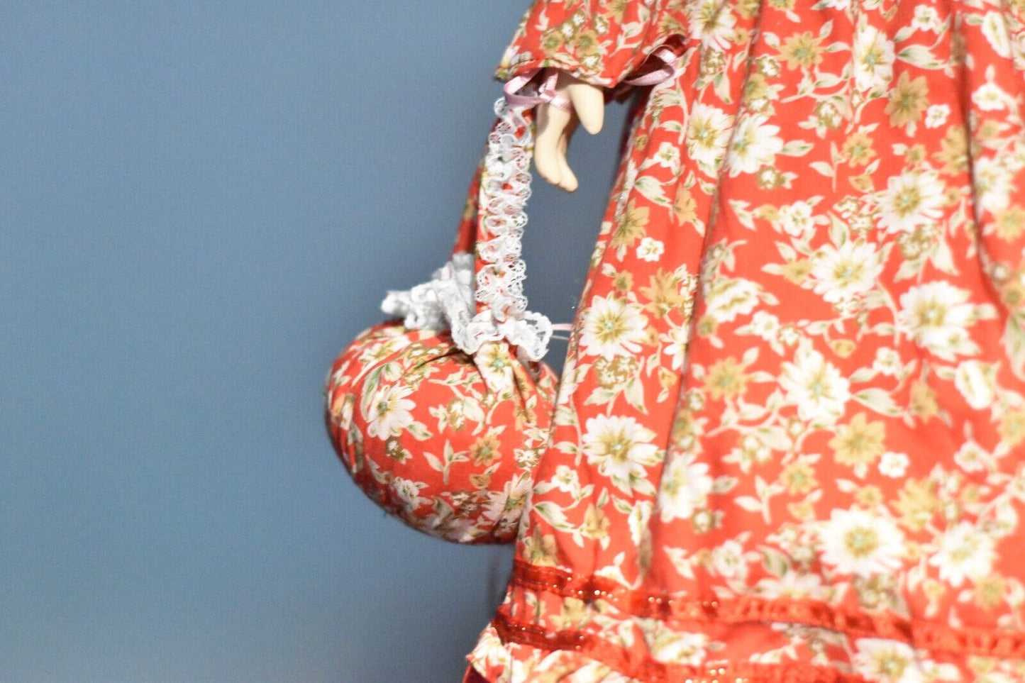 Vintage Large Lifelike Porcelain Doll – 70cm – Blonde Hair, Blue Eyes, Red Dress