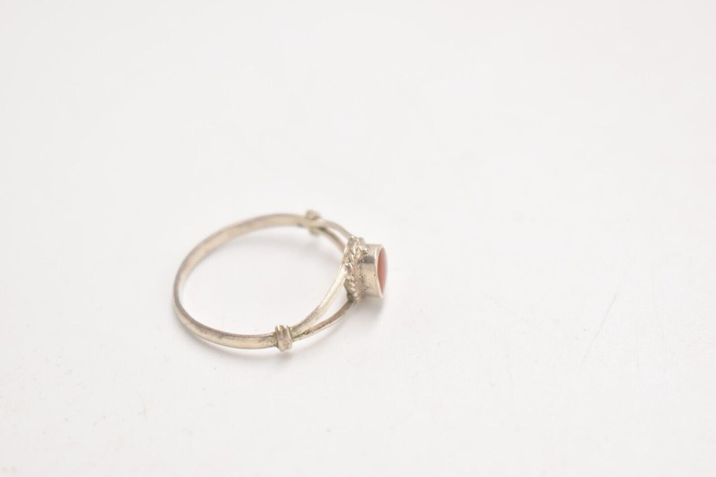 Vintage 925 Sterling Silver Amber Retro Ring – Size Q 1/2