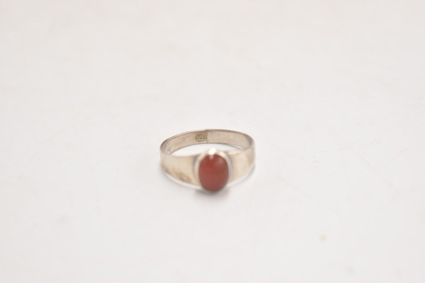 Vintage Sterling Silver Carnelian Agate Modernist Ring – Size N 1/2 – 1978 Birmingham