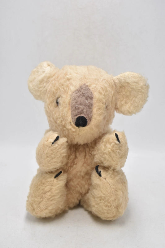1960s Sheep's Wool Koala Plush Soft Toy Glass Eyes 24cm Vintage Collectible