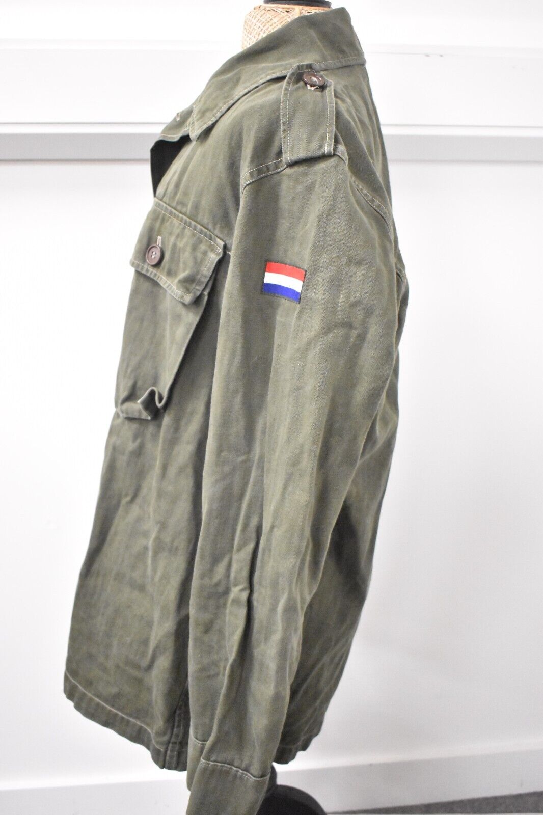 Vintage 1959 Dutch Army Fatigue Utility Shirt – Chest 38" – Authentic Military