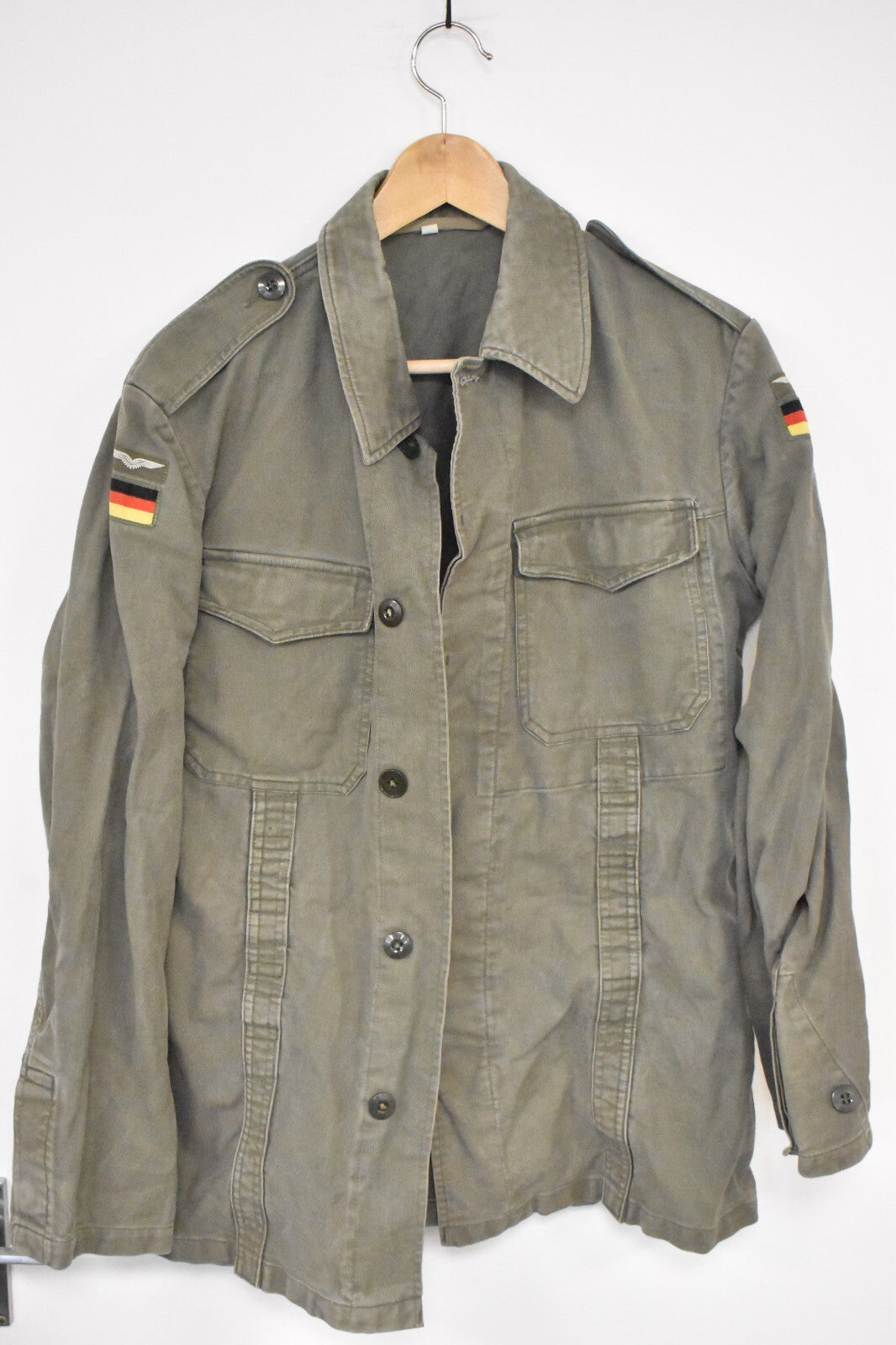 Vintage German Army Olive Moleskin Shirt – 40" Chest – Military Surplus Utility