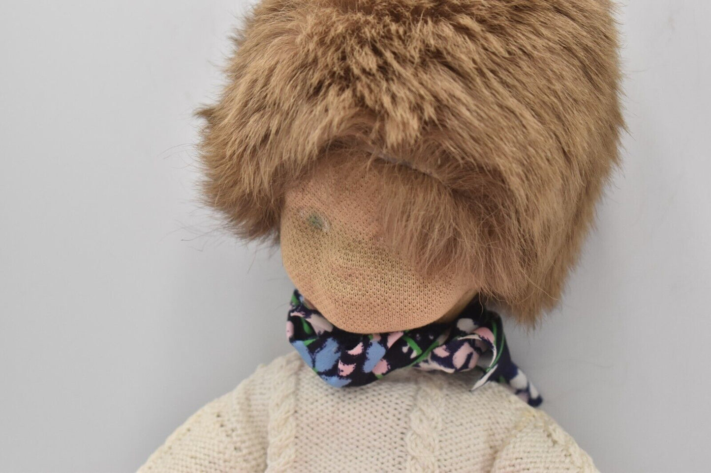 Vintage Felt Rag Doll with Clothes - 42cm