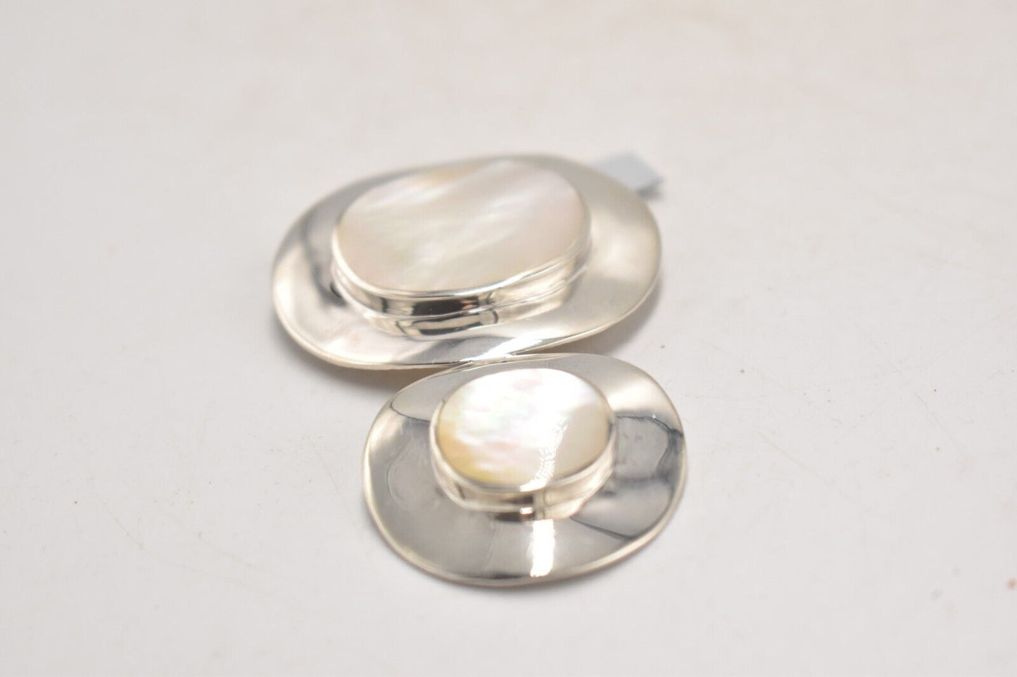Vintage Sterling Silver 925 Mother of Pearl Minimalist Statement Pendant