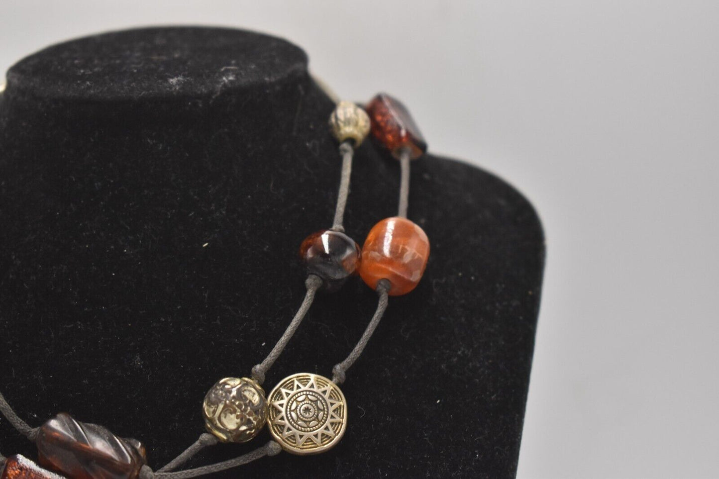 Vintage Retro Boho Multi-Colour Glass, Beaded & Metal Ladies Necklace – 38cm