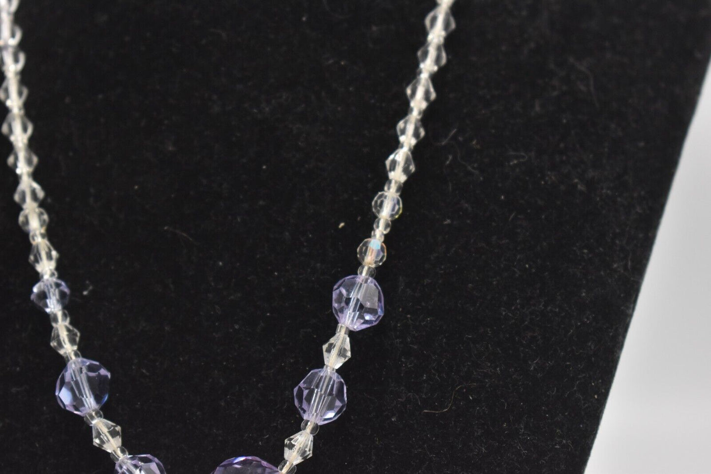 Vintage Crystal & Purple Amethyst Graduated Faceted Necklace - 42cm