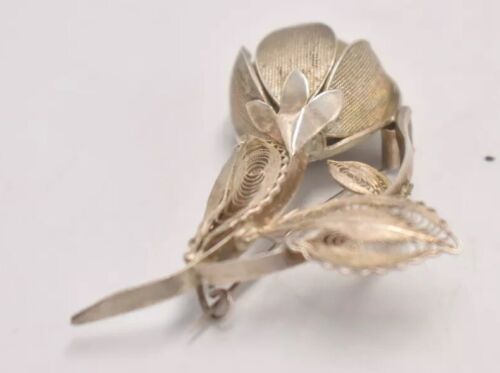 Vintage Silver Tone Tulip Filigree Brooch – Women’s Jewellery