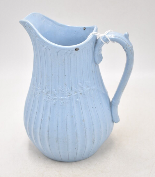 Antique Parian Ware Pitcher Jug – Pale Blue Ivy Design, Registered 1852