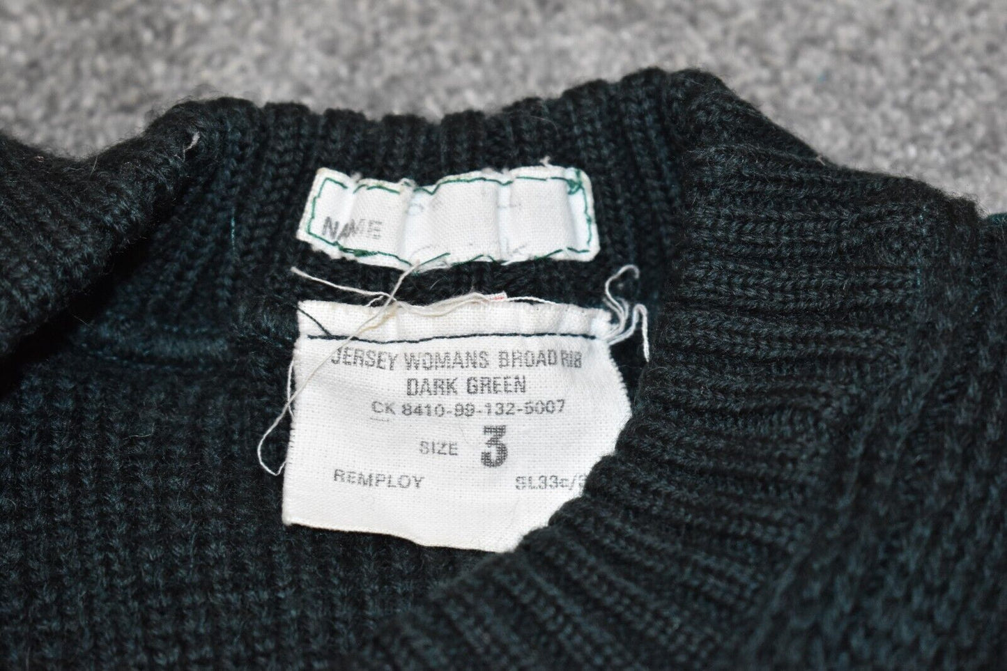 British Army WRAC Dark Green Wool Jersey – Women's Royal Army Corps, Size 3