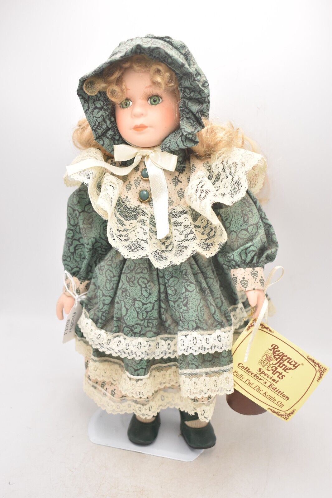 Vintage Regency Fine Arts Polly Put the Kettle On Porcelain Doll Retired Tagged