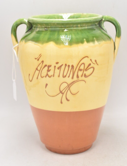 Vintage Spanish Terracotta Confit / Olive Pot – Hand-Painted Multi-Colour