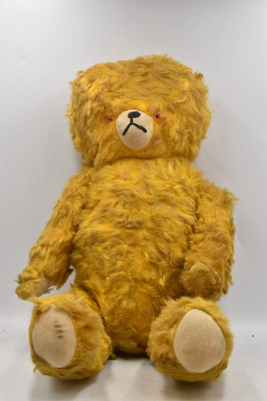 Vintage 1950s German Golden Teddy Bear Wood Wool Filled Fully Jointed 58cm