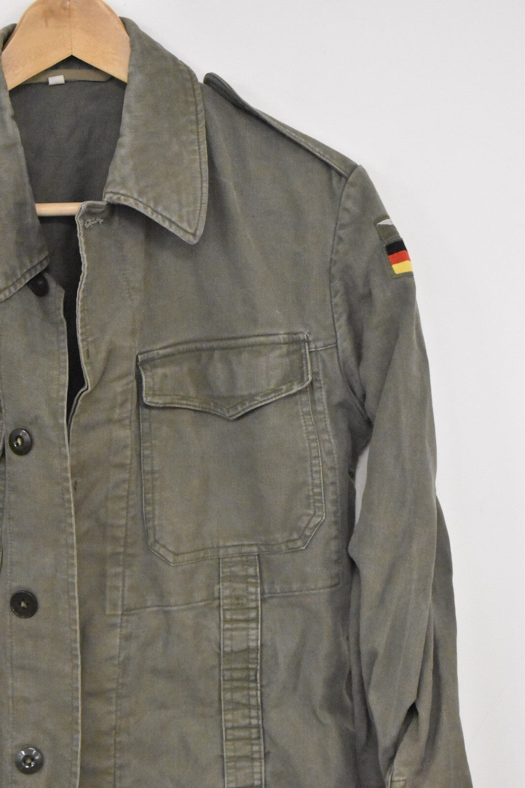 Vintage German Army Olive Moleskin Shirt – 40" Chest – Military Surplus Utility