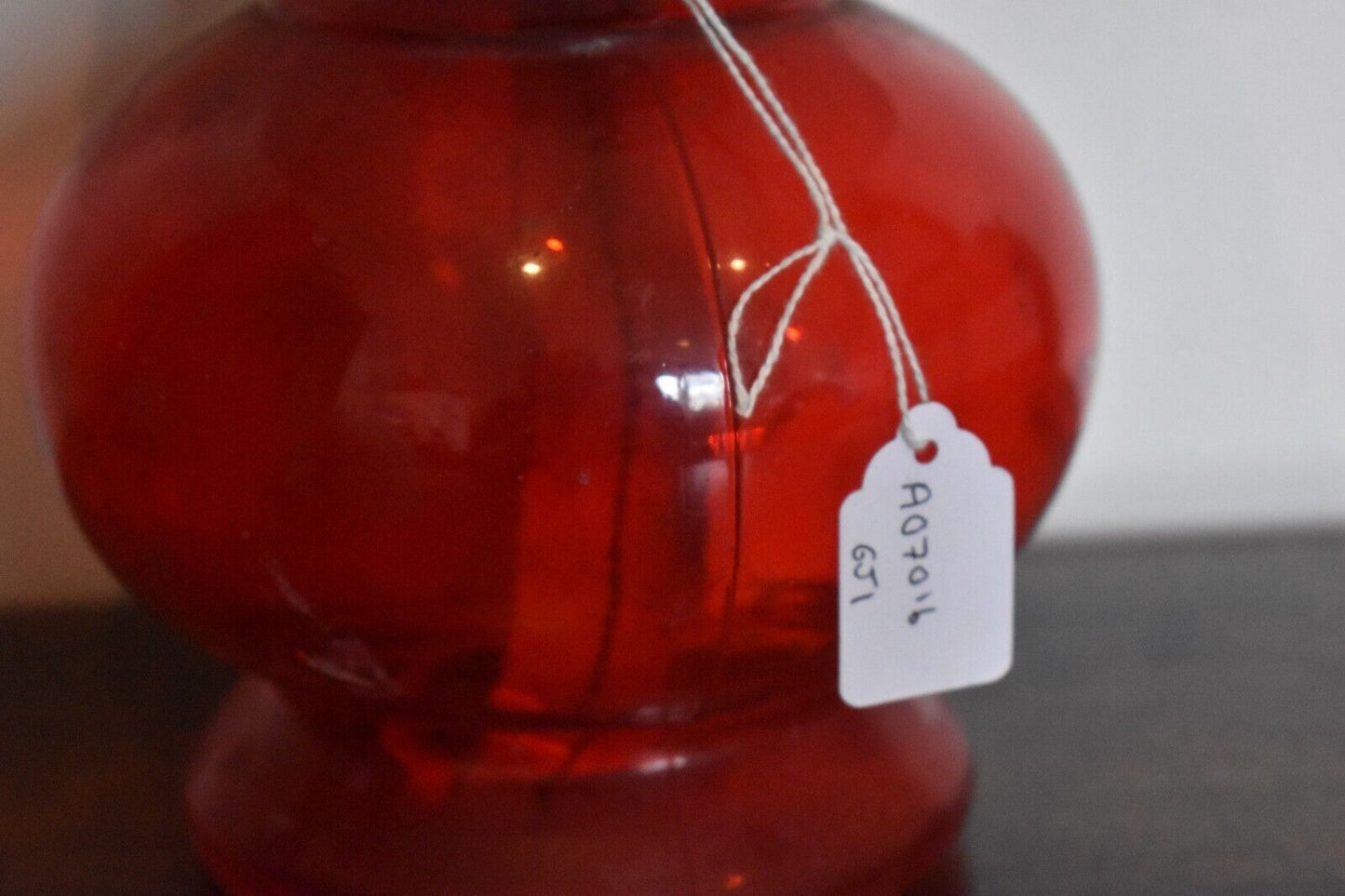 Vintage P&A Risdon Oil Lamp with Eagle Burner USA Ruby Red Glass and White Shade