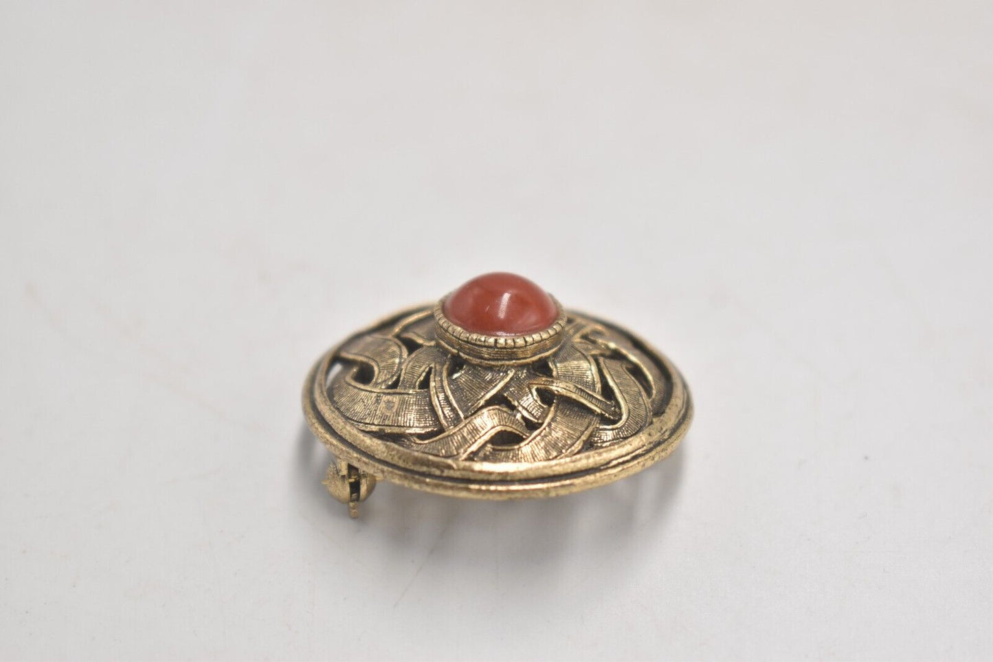 Vintage Celtic Knot Carnelian Brooch