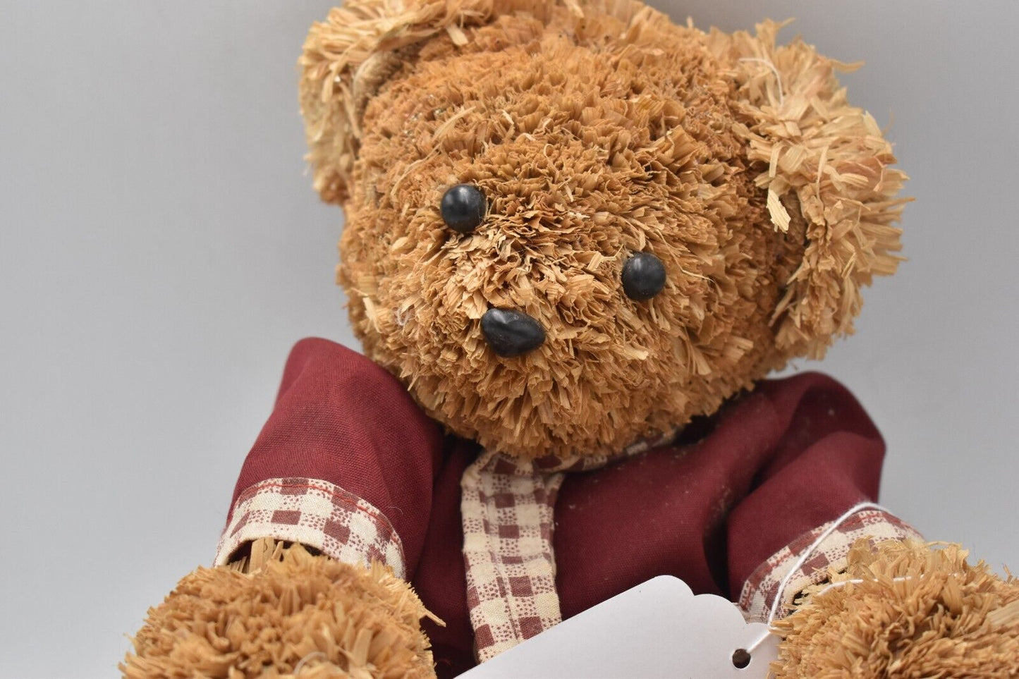Vintage Sage Wooden Bristle Teddy Bear – 30cm