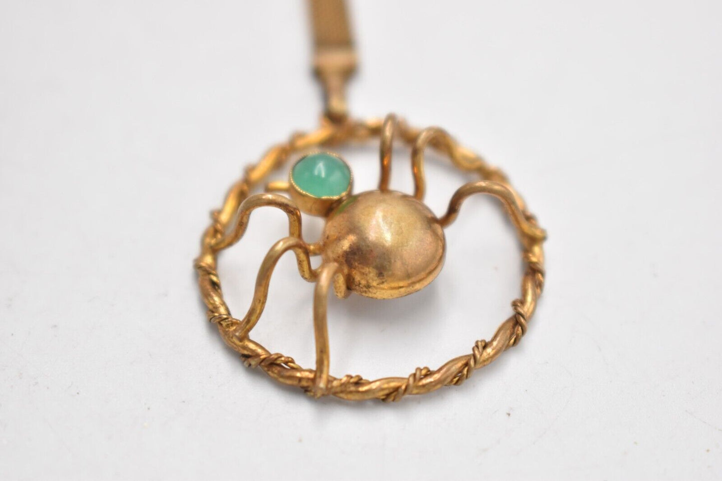 Antique Spider Pyrite & Green Chalcedony Brooch - Ladies Jewellery