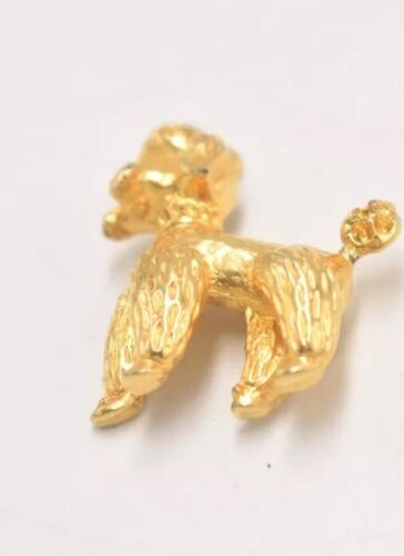 Vintage Gold Metal Poodle Dog Necklace Pendant 9.12g