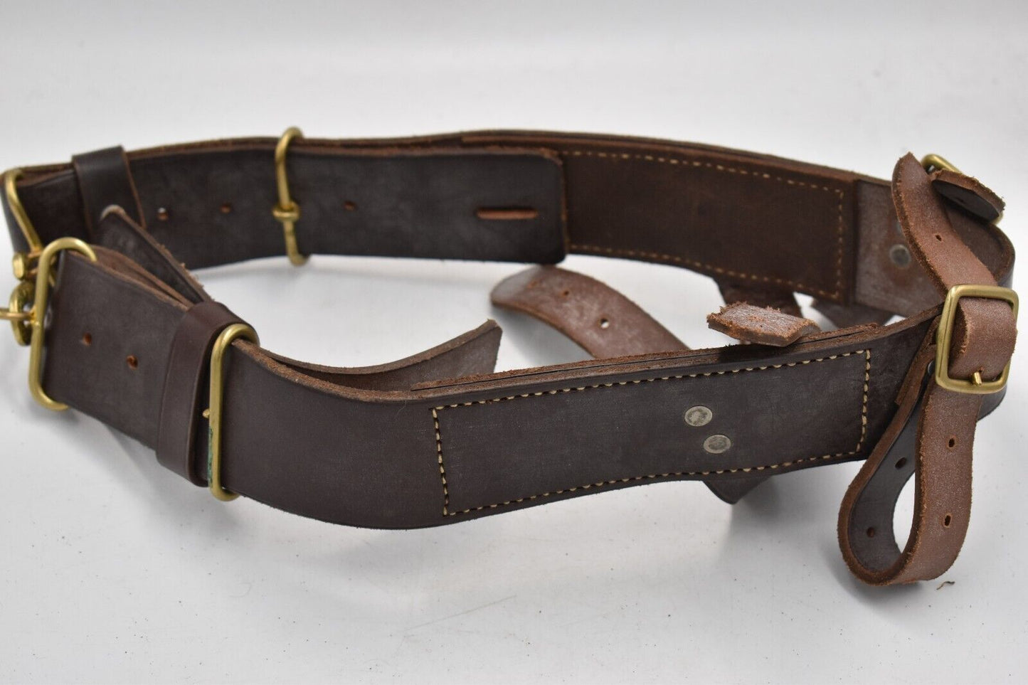 British Army WWI 1914 Pattern Leather Reproduction Webbing Belt by MHW – W32"