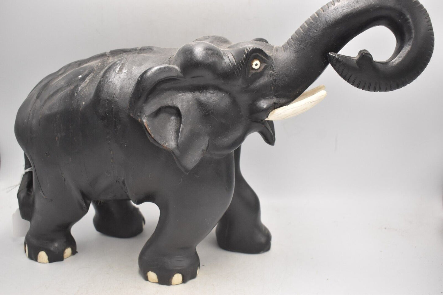 Antique Vintage Black Wood Ebony Decorative Elephant Statue Figurine – 4.7KG