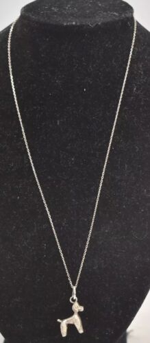 Vintage Sterling Silver 925 Poodle Dog Pendant Necklace – 48cm
