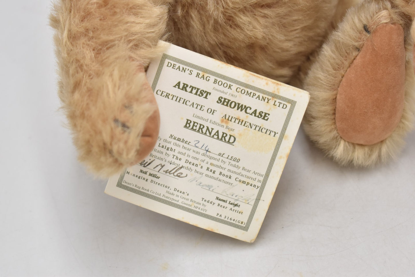 Deans Rag Book Co Bernard Artist Teddy Bear by Naomi Laight – Limited Edition