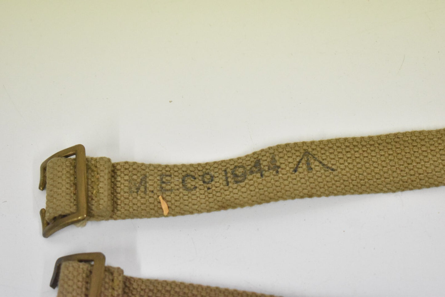 British Army WWII 37 Pattern Equipment/Large Pack Straps x2 Dated 1944 MECO