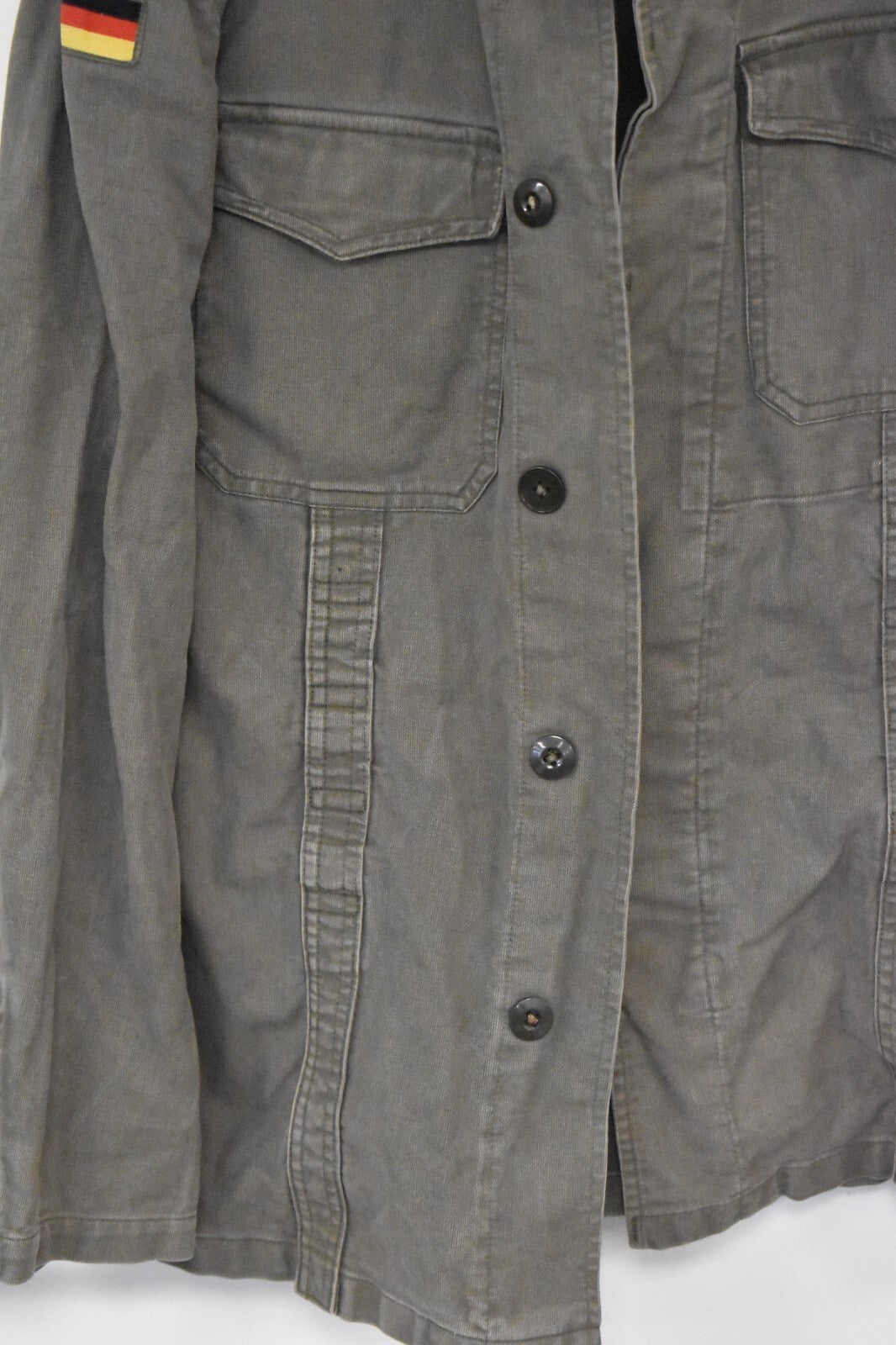 Vintage German Army Olive Moleskin Shirt – 40" Chest – Military Surplus Utility