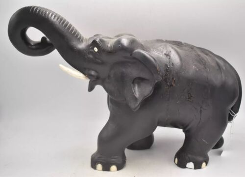 Antique Vintage Black Wood Ebony Decorative Elephant Statue Figurine – 4.7KG