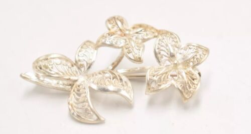 Vintage Sterling Silver 925 Floral Brooch Women's Jewellery 4.5cm x 3.5cm