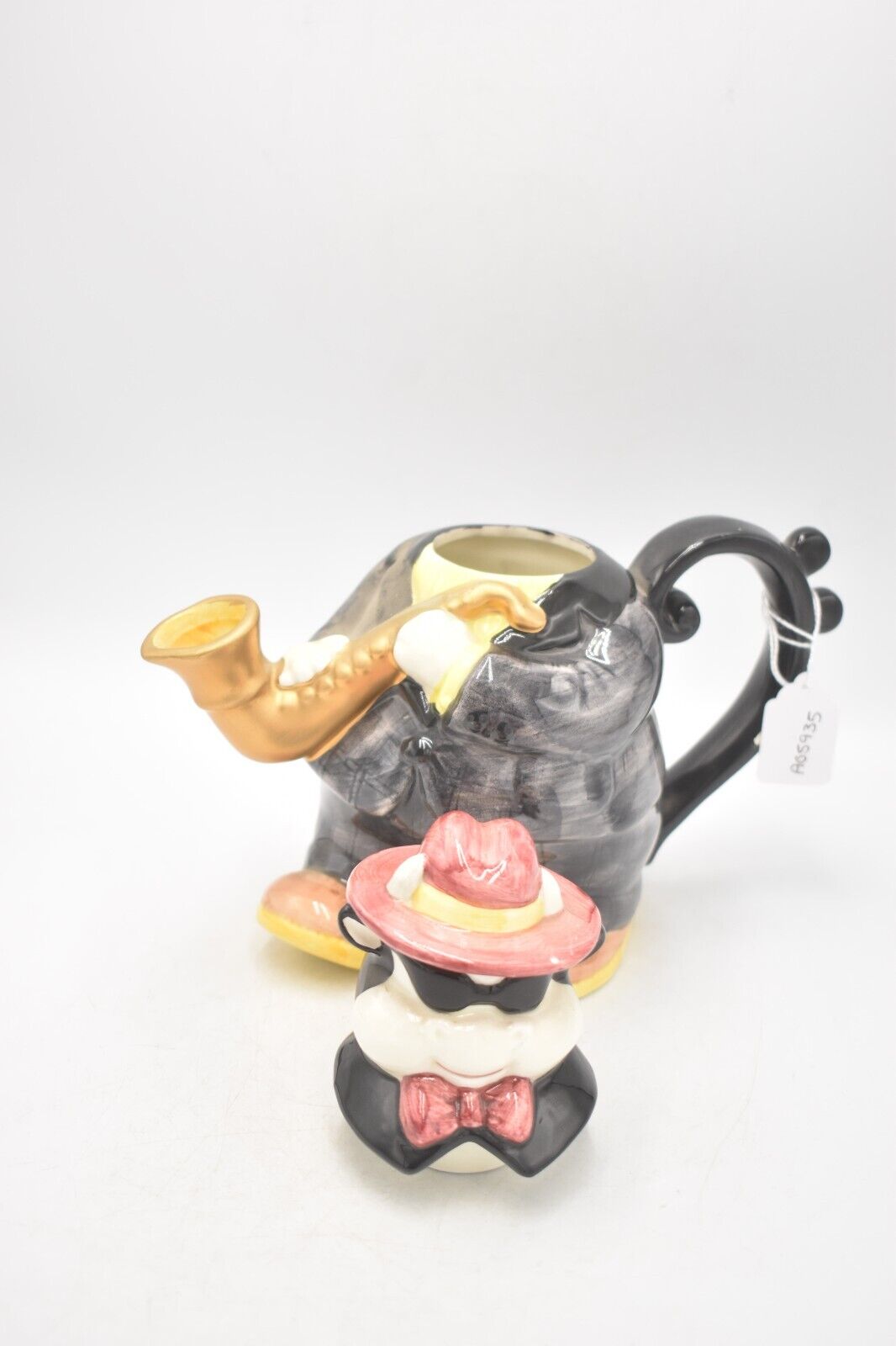 Vintage 1993 Fitz & Floyd Omnibus Saxophone Playing Cow Teapot – Decorative