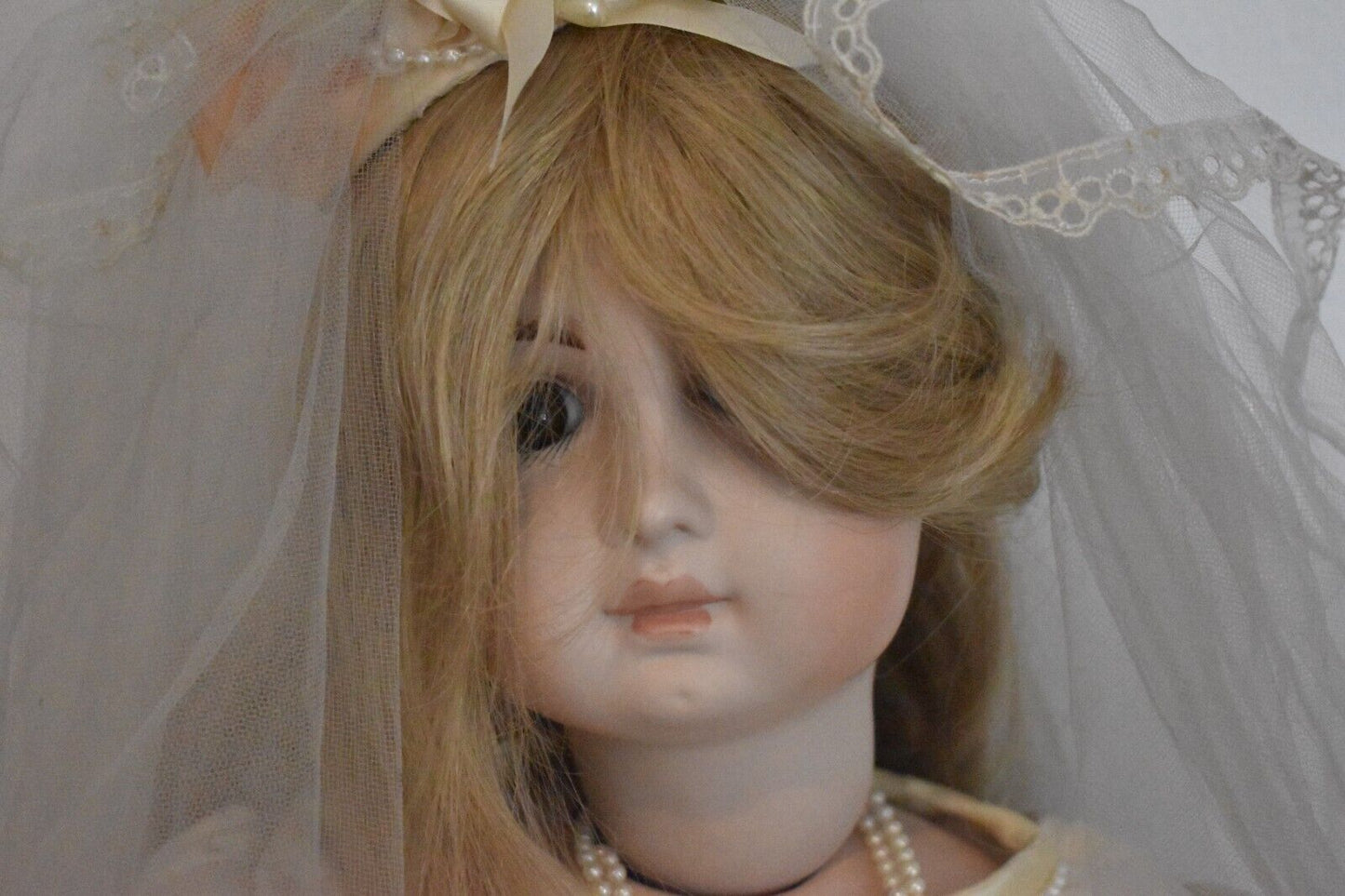 Vintage Reproduction French Bru Jumeau Bride Doll with Seeley Body – 80cm Bisque