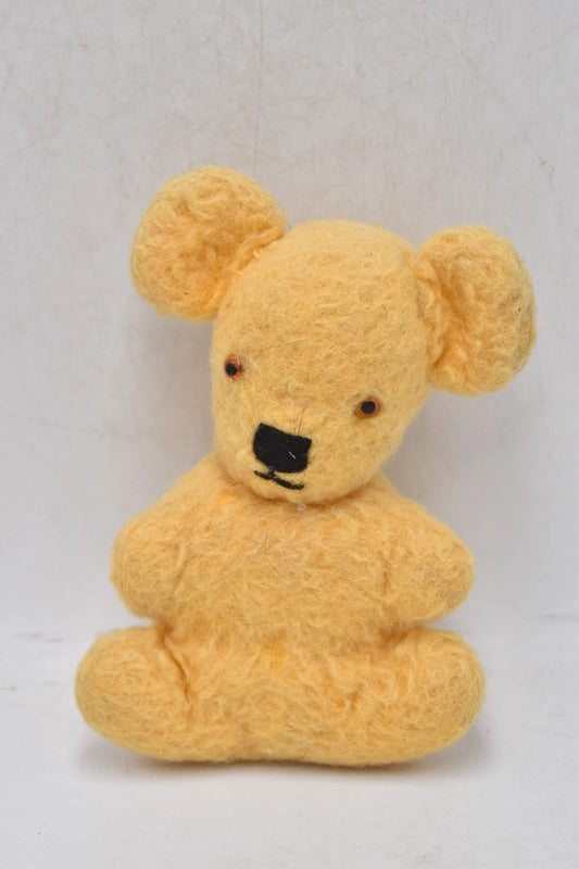 1960s Yellow Sheep's Wool Koala Plush Soft Toy Glass Eyes 14cm Vintage