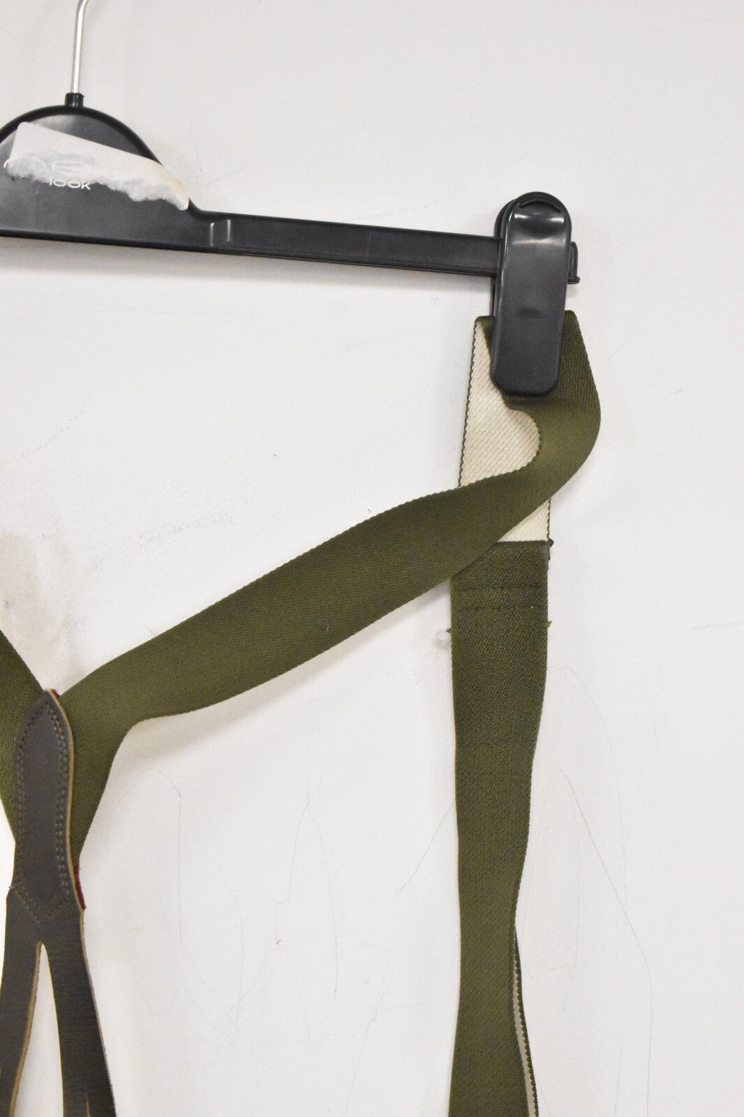 German Army Dark Green Braces with Leather Tabs – Adjustable 110cm – Military