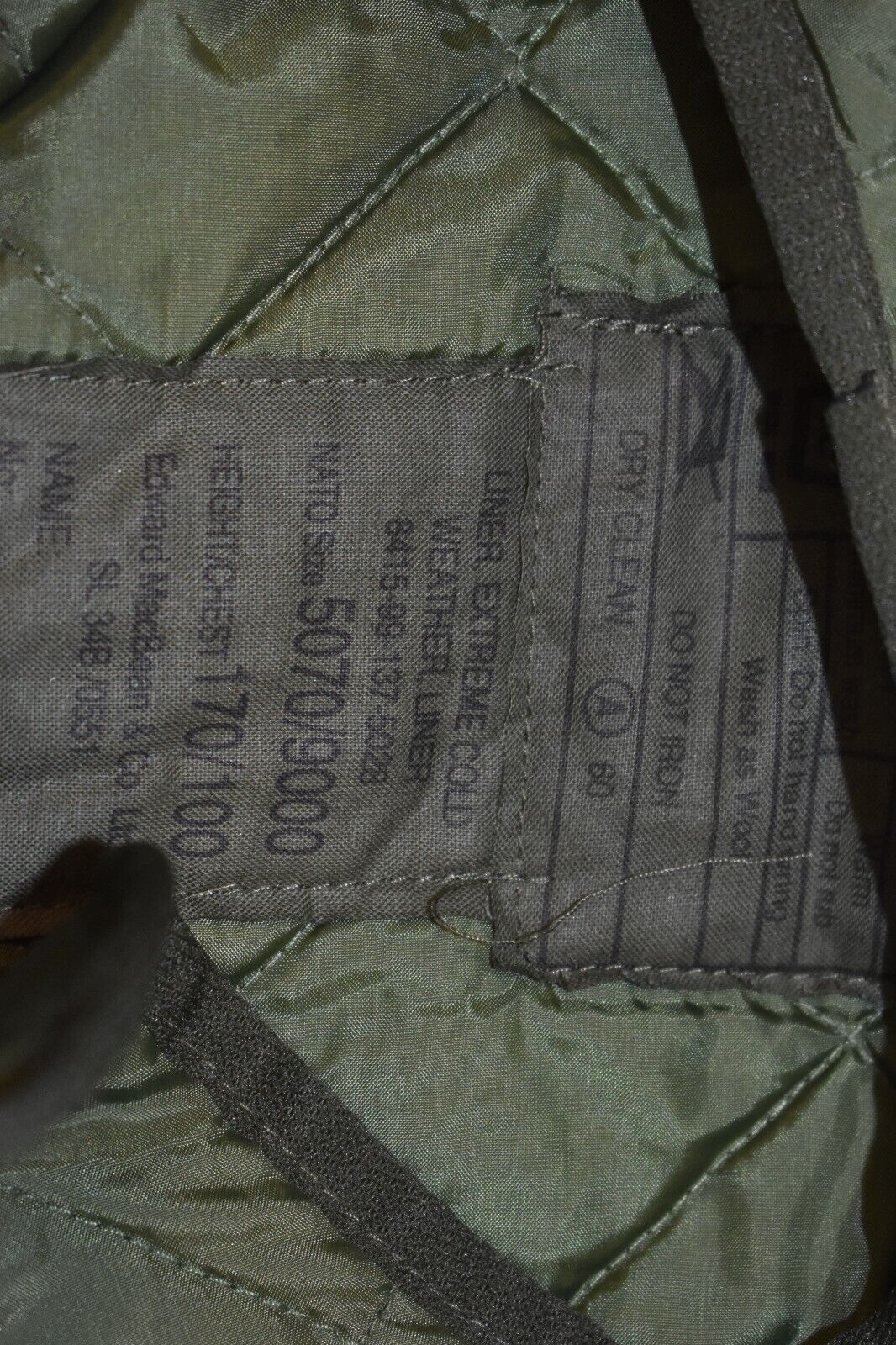 British Army Green Quilted Extreme Cold Weather Parka Jacket Liner – Size 170/10