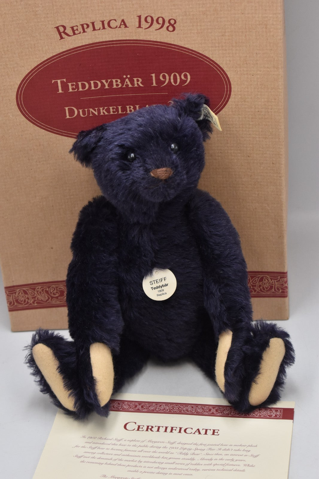 Steiff Dark Blue 1909 Replica Bear – 406508 – Limited Edition – Mohair
