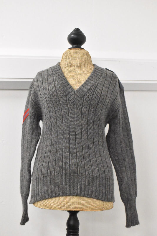 British Army Women’s Grey Wool Jersey Pullover Jumper 1978 Size 2 Broad Rib