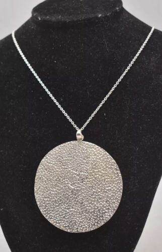 Vintage Modern Minimalist Sterling Silver 925 Lichen Pendant Necklace 56cm