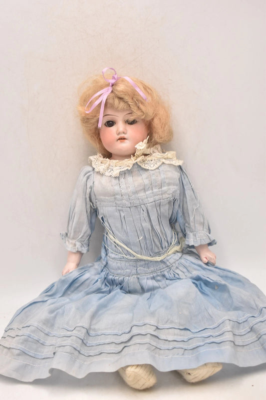 Antique Armand Marseille Bisque Head Leather Body 370 AM DEP Human Hair Doll