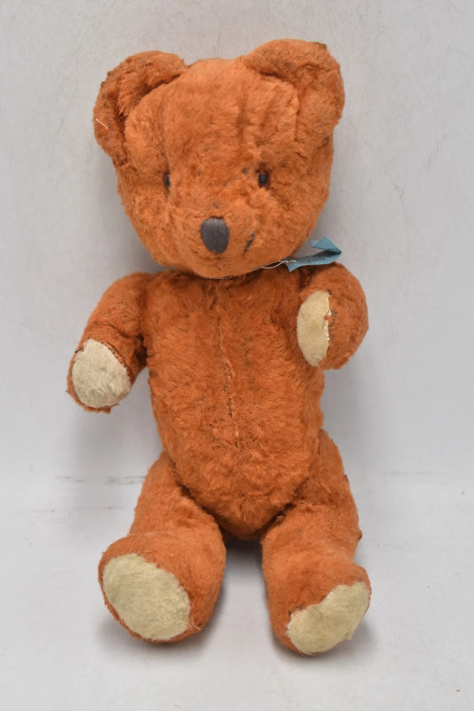 1960s Post-War Silk Ginger Plush Vintage Teddy Bear Fully Jointed Glass Eyes