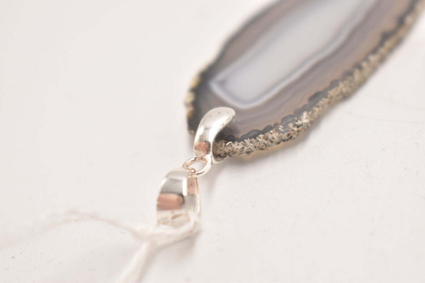 Vintage Sterling Silver 925 and Grey Agate Pendant