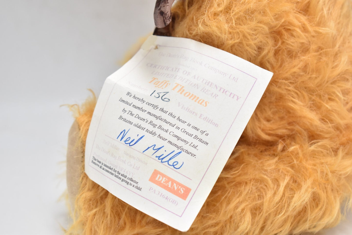 Deans Rag Book Co Taffy Thomas Teddy Bear – Retired & Tagged Limited Edition