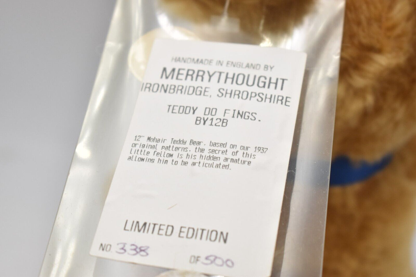 Merrythought Teddy Do Fings – Limited Edition – Mohair – Retired & Tagged