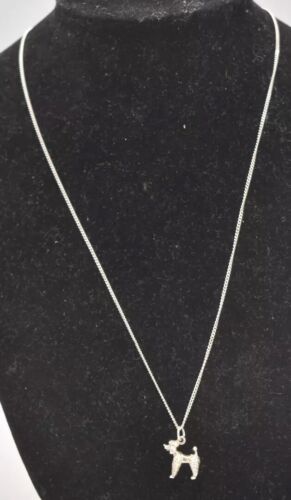 Vintage Sterling Silver 925 Poodle Dog Pendant Necklace 46cm