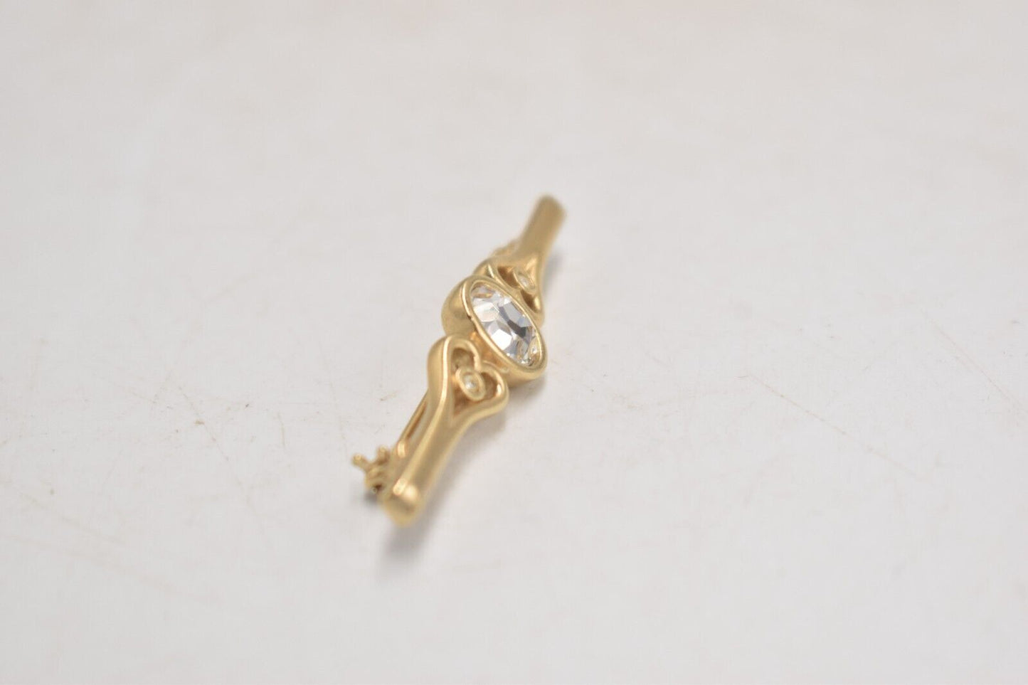 Vintage Gold Tone Diamante Bar Brooch