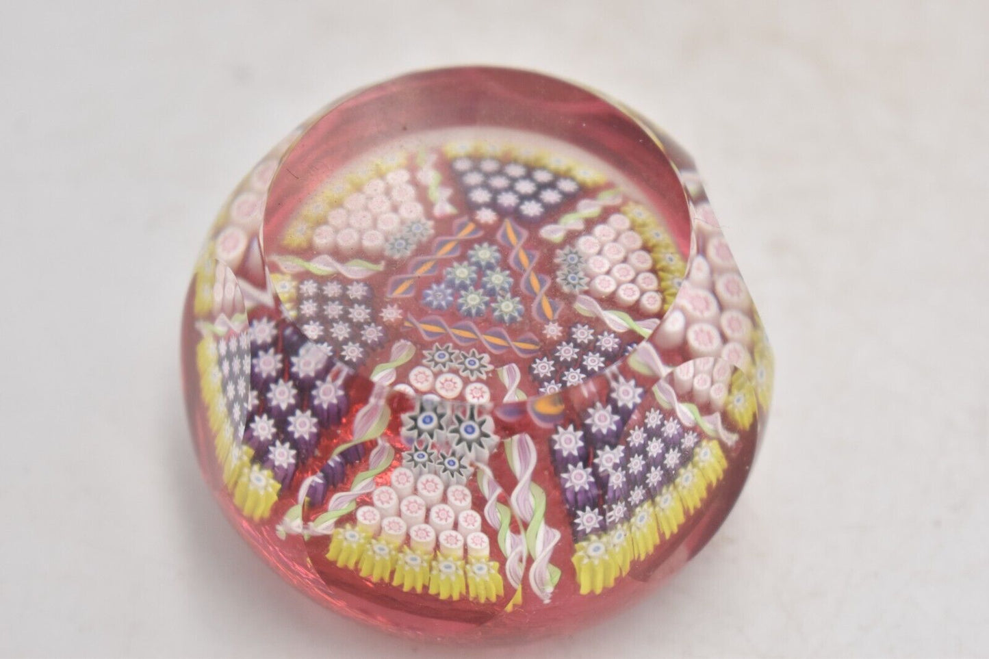 Vintage Perthshire Millefiori and Radial Twist Paperweight Decorative Art Glass
